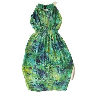 En Focus Studio Women Maxi Dress 8 Green Floral Sundress Sleeveless Lightweight